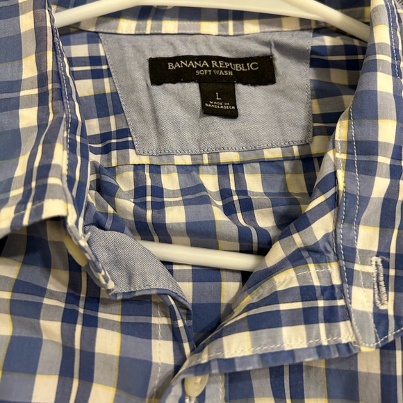 EUC Banana Republic Blue Plaid Shirt - Picture 2 of 6